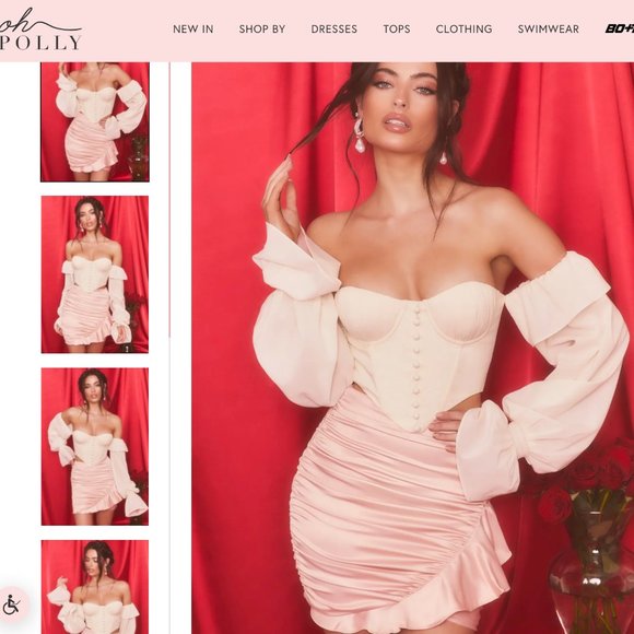 Oh Polly ALLURING  Satin Frill Mini Skirt in Blush UK10 - Picture 3 of 4